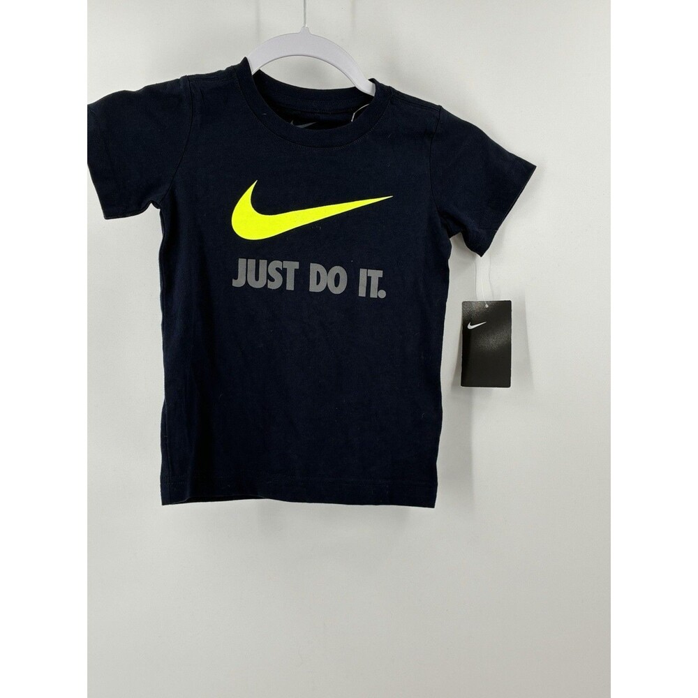 Nike Just Do It Toddler Boys 4T Navy Graphic T-Shirt NWT Swoosh Logo